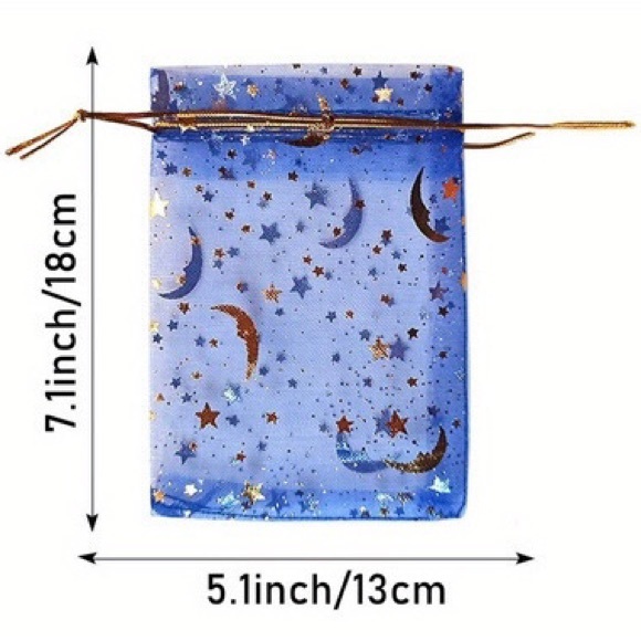 50pcs, Moon Star Drawstring Organza Bag, Jewelry Bag, Pouch Favor, 7.1*5.1in - Picture 4 of 4